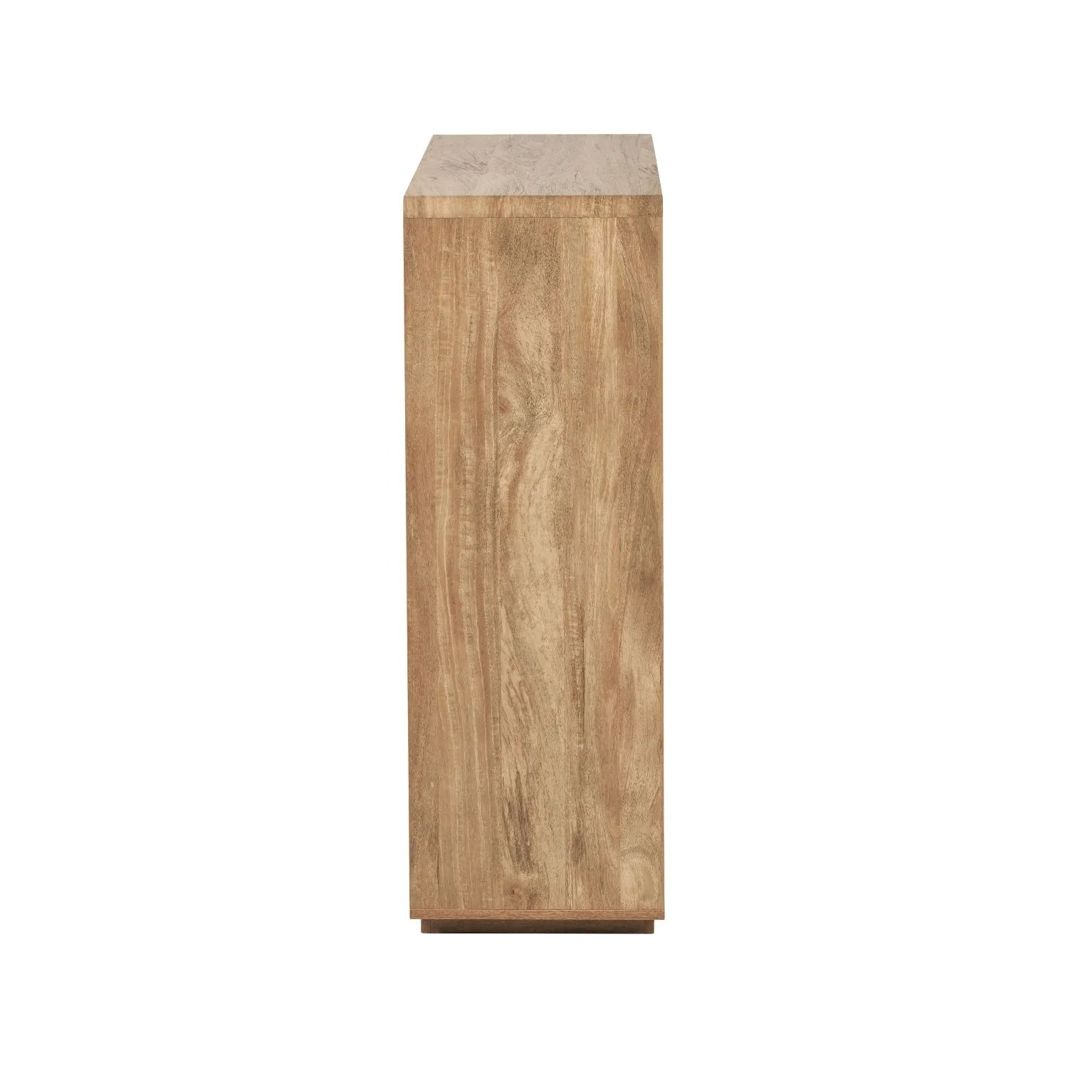 Warm Natural Oak Effect Handleless 5 Drawer Tallboy 116x95x39cm side view | Click Style