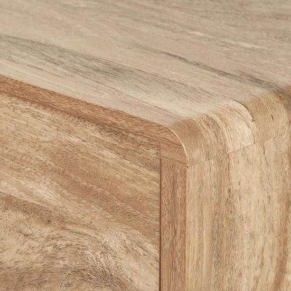 Warm Natural Oak Effect Handleless 6 Drawer Chest of Drawers close-up of curved front right corner | Click Style