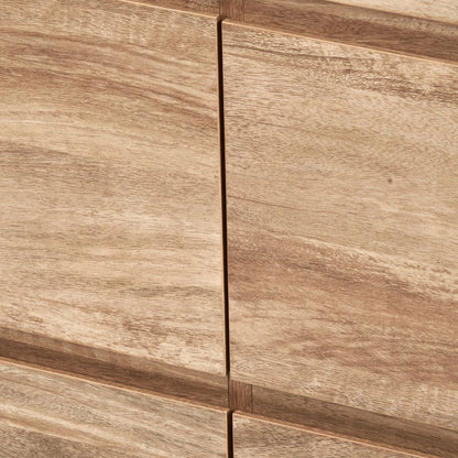 Warm Natural Oak Effect Handleless 6 Drawer Chest of Drawers close-up of closed handleless drawer fronts | Click Style
