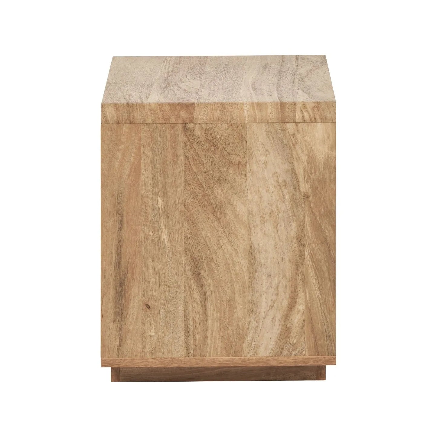 Warm Natural Oak Effect Side Table & Bedside Table with 2 Handleless Drawers 48x50x39cm side view | Click Style