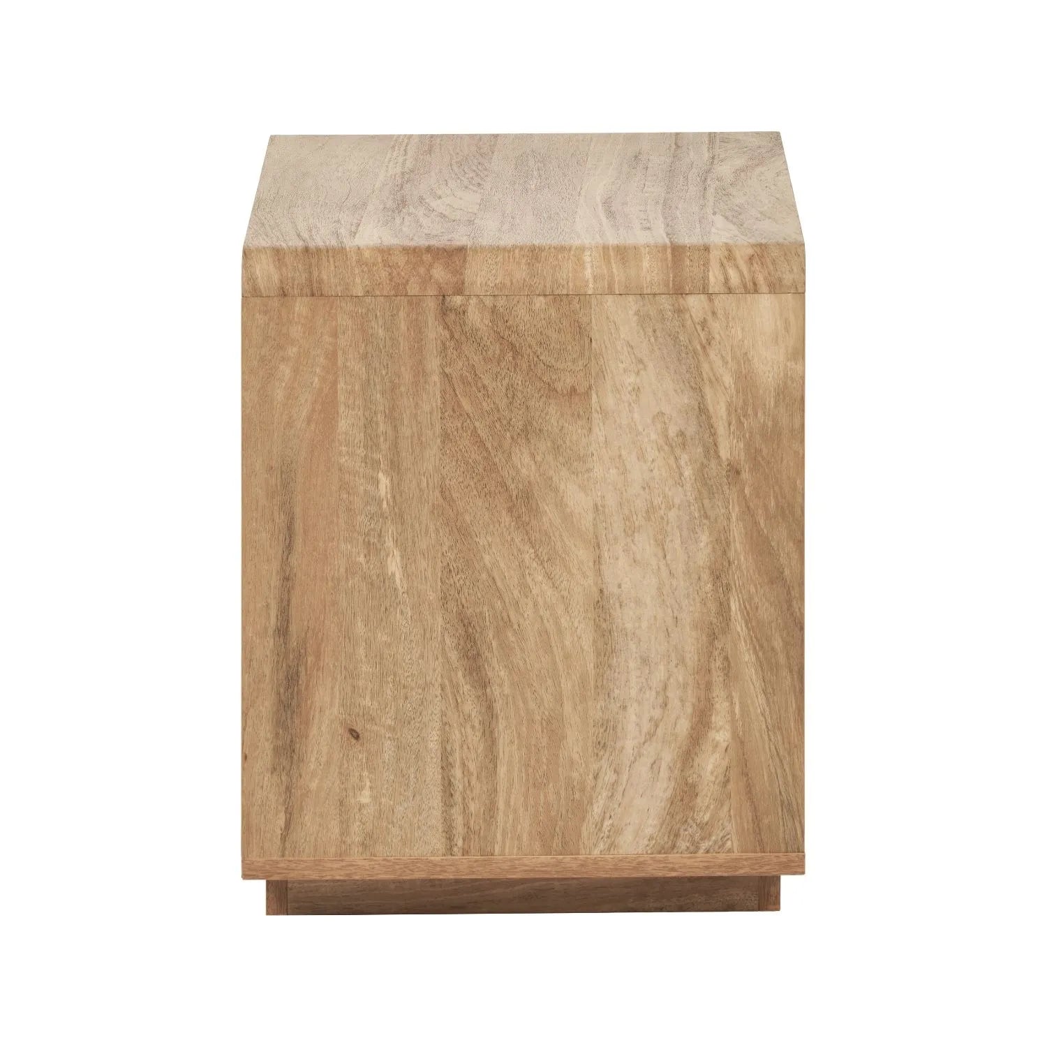 Warm Natural Oak Effect Side Table & Bedside Table with 2 Handleless Drawers 48x50x39cm side view | Click Style