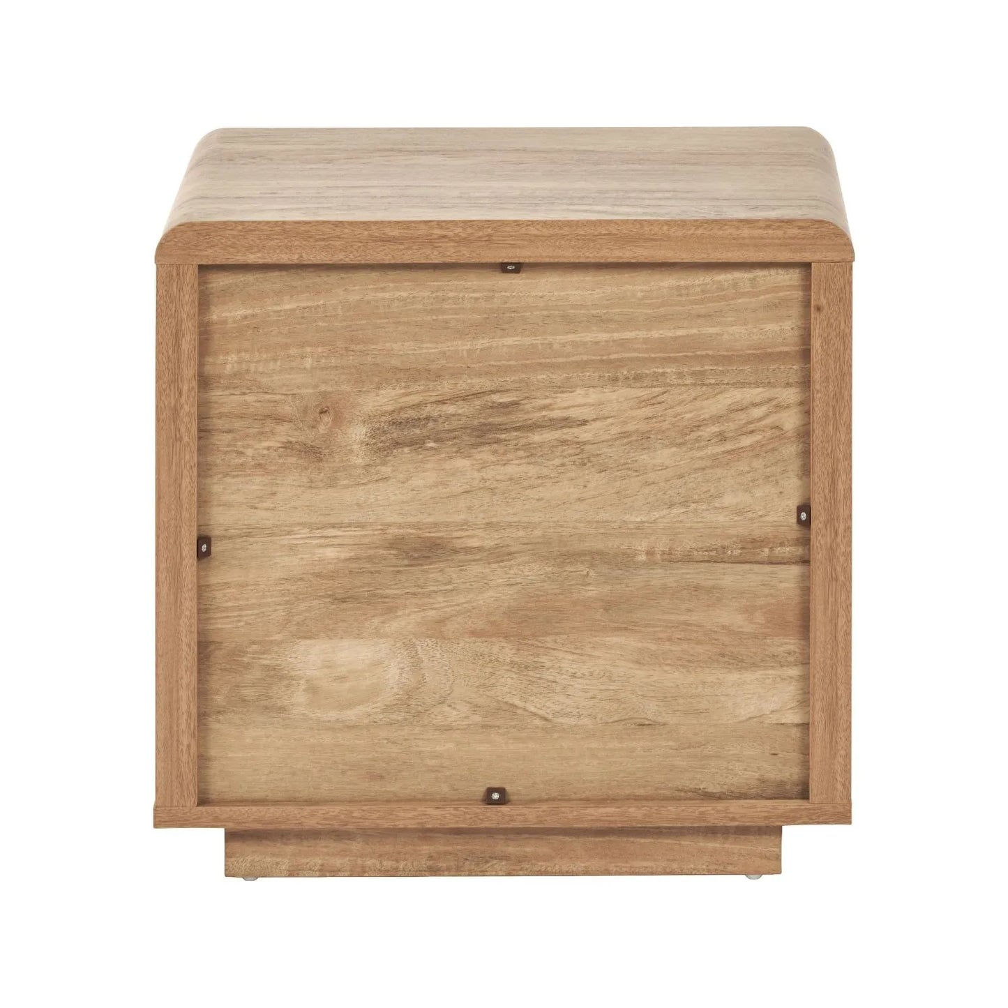 Warm Natural Oak Effect Side Table & Bedside Table with 2 Handleless Drawers 48x50x39cm back view | Click Style