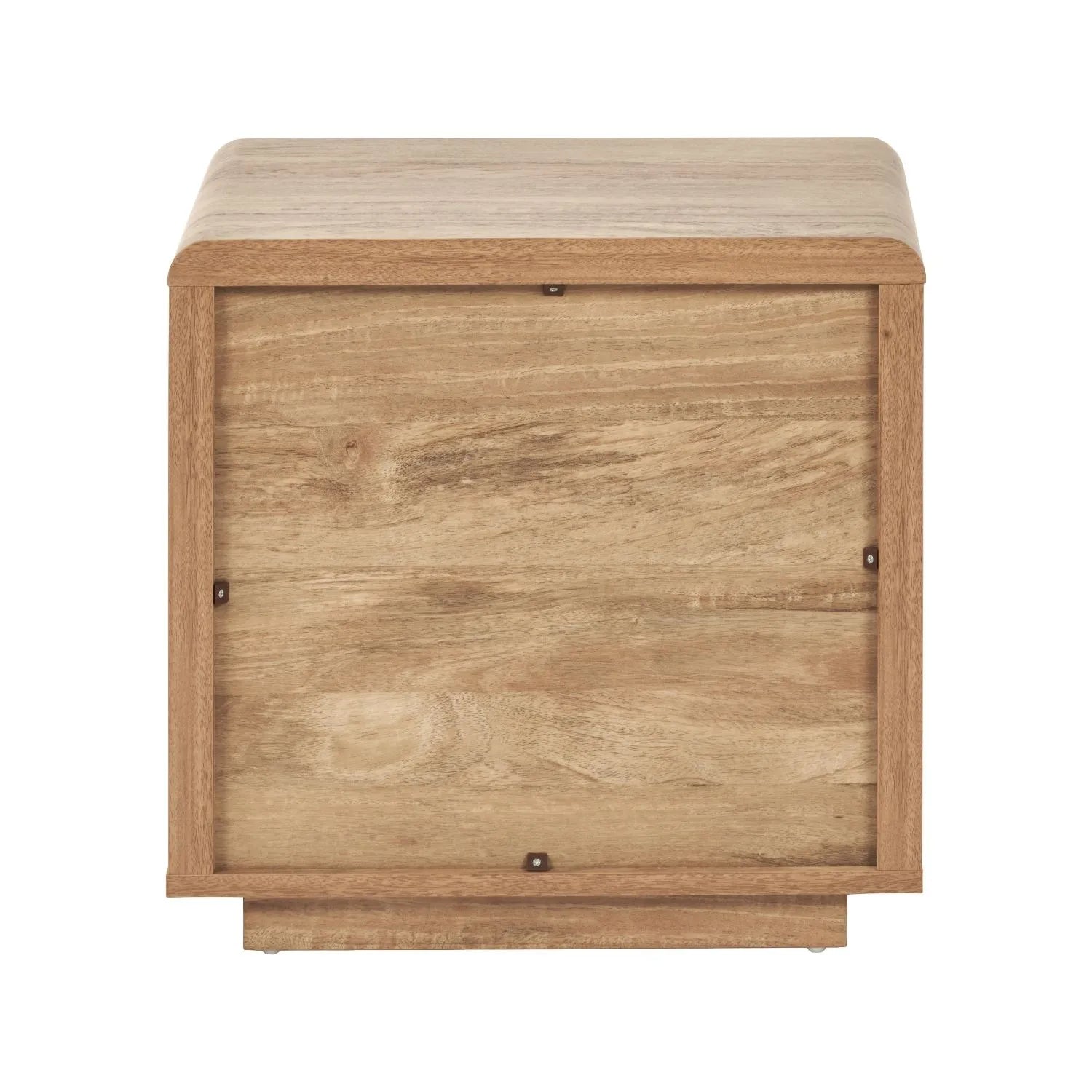 Warm Natural Oak Effect Side Table & Bedside Table with 2 Handleless Drawers 48x50x39cm back view | Click Style