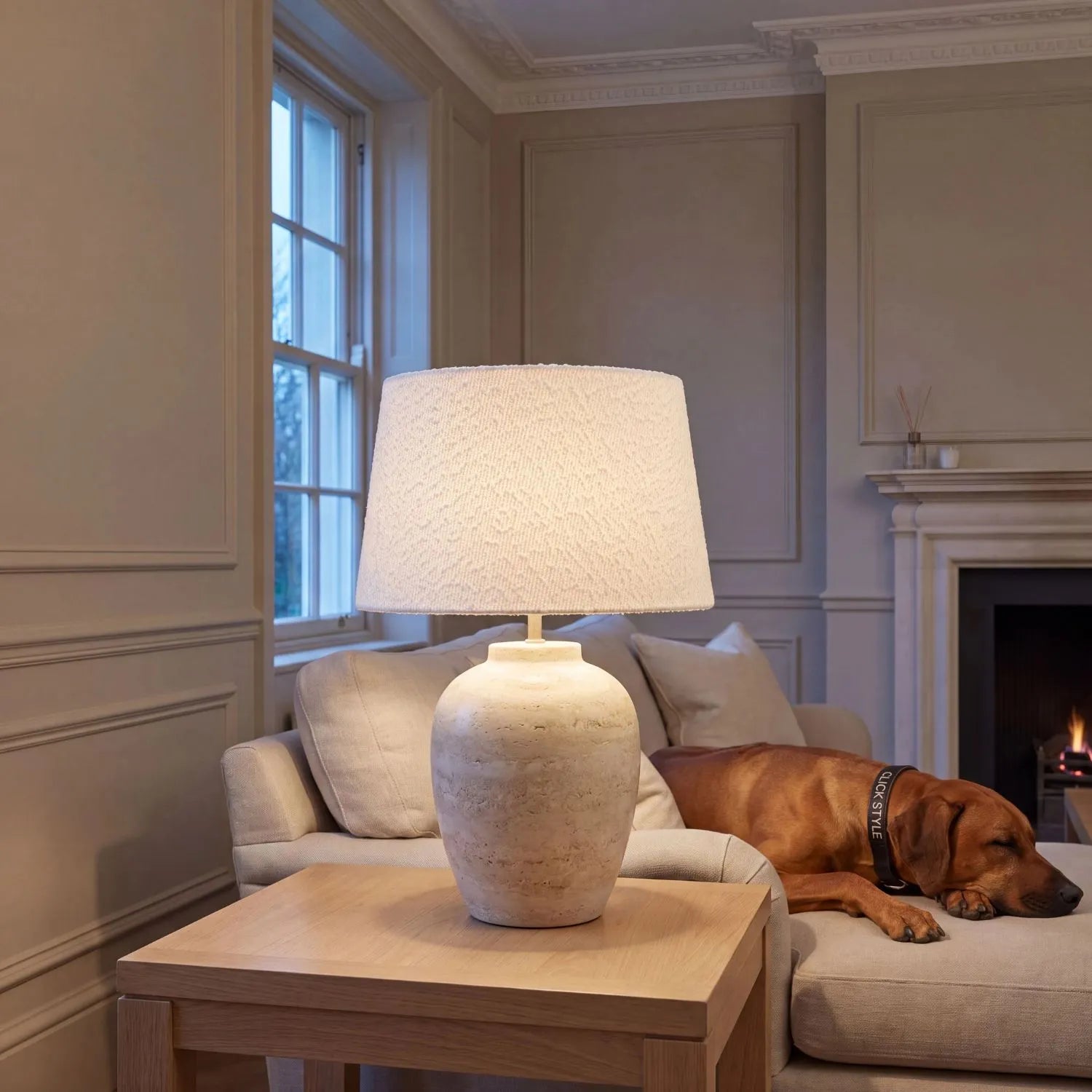 White Bouclé Tapered Lampshade with Teddy Textured Fabric – Soft Cone Light Shade for Ceiling Table and Floor Lamps 30cm/12in - Click Style