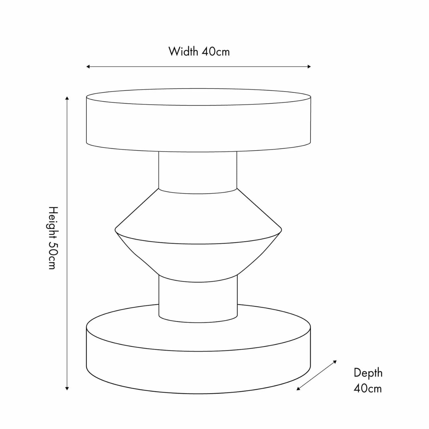 White Fibrestone Sculptural Pedestal Side Table – Modern Round Accent & Occasional Table Dimensions 50x40x40cm - Click Style