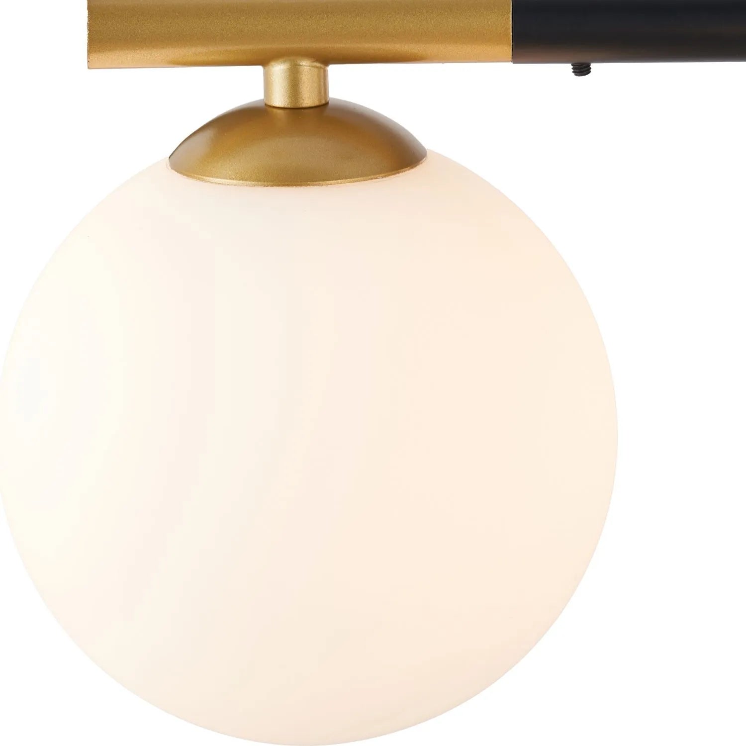 White Glass Orb 5 Light Pendant Ceiling Light with Black & Gold Metal Frame – Modern Pendant for Contemporary Interiors 120x55x55cm | Click Style