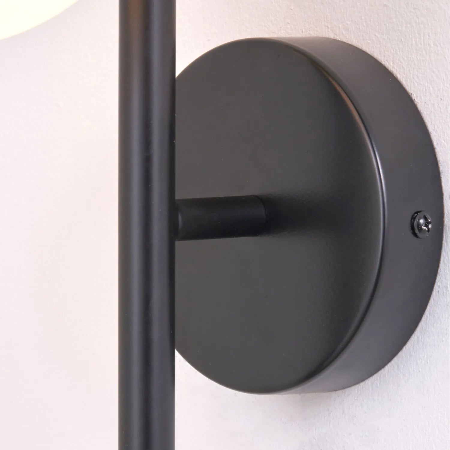 White Glass Orb Shade with Black & Gold Metal Wall Light – Modern Wall Light for Contemporary Interiors 35x11x21cm | Click Style