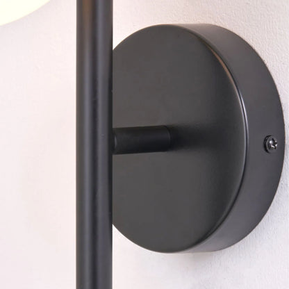 White Glass Orb Shade with Black & Gold Metal Wall Light – Modern Wall Light for Contemporary Interiors 35x11x21cm | Click Style