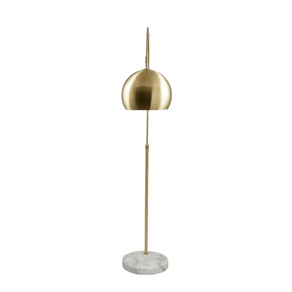 White Marble & Brushed Brass Metal Arc Floor Lamp – Floor-Standing Adjustable Lamp with Movable Head 175x135cm - Click Style