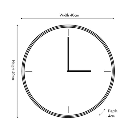 White Round Marble-Effect Wall Clock with Black Hands & Baton Markers Dimensions 40x4cm - Click Style