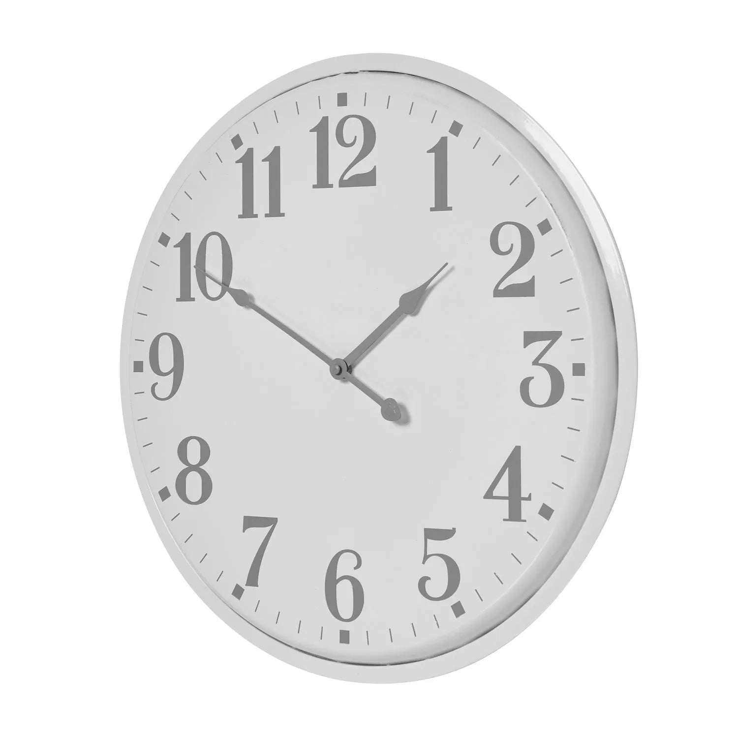 White Round Metal Wall Clock with Grey Arabic Numerals & Hands – Modern Design 49x4cm - Click Style