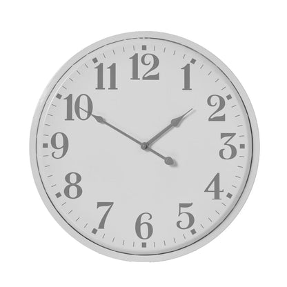 White Round Metal Wall Clock with Grey Arabic Numerals & Hands – Modern Design 49x4cm - Click Style