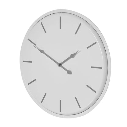 White Round Metal Wall Clock with Grey Baton Markers & Hands 49x4cm - Click Style