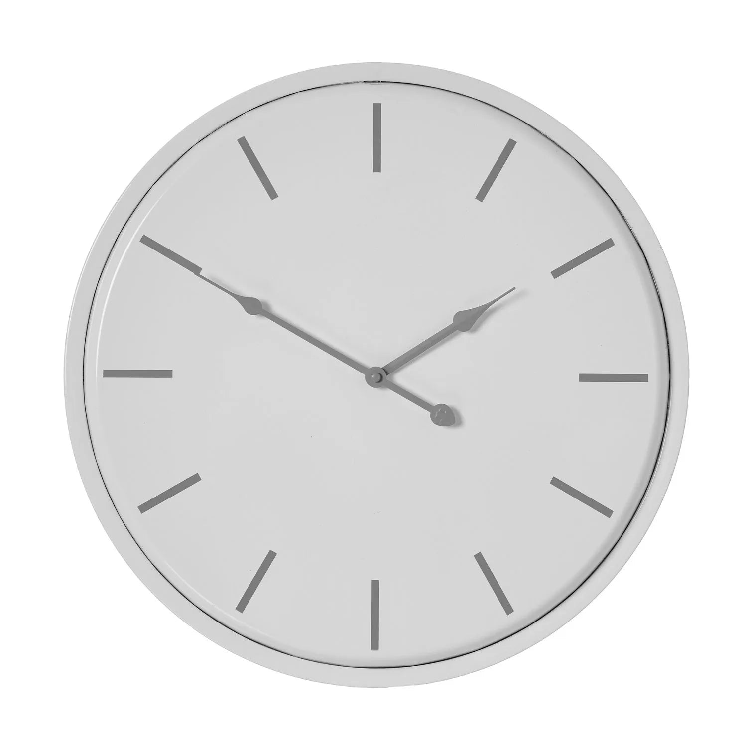 White Round Metal Wall Clock with Grey Baton Markers & Hands 49x4cm - Click Style