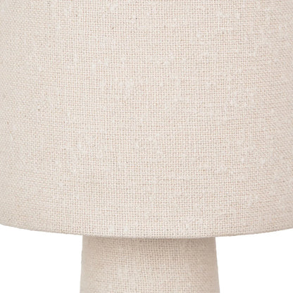 White Slubby Handloom Fabric Table Lamp with Tapered Column Base & Textured Tall Drum Shade 92x22x22cm | Click Style