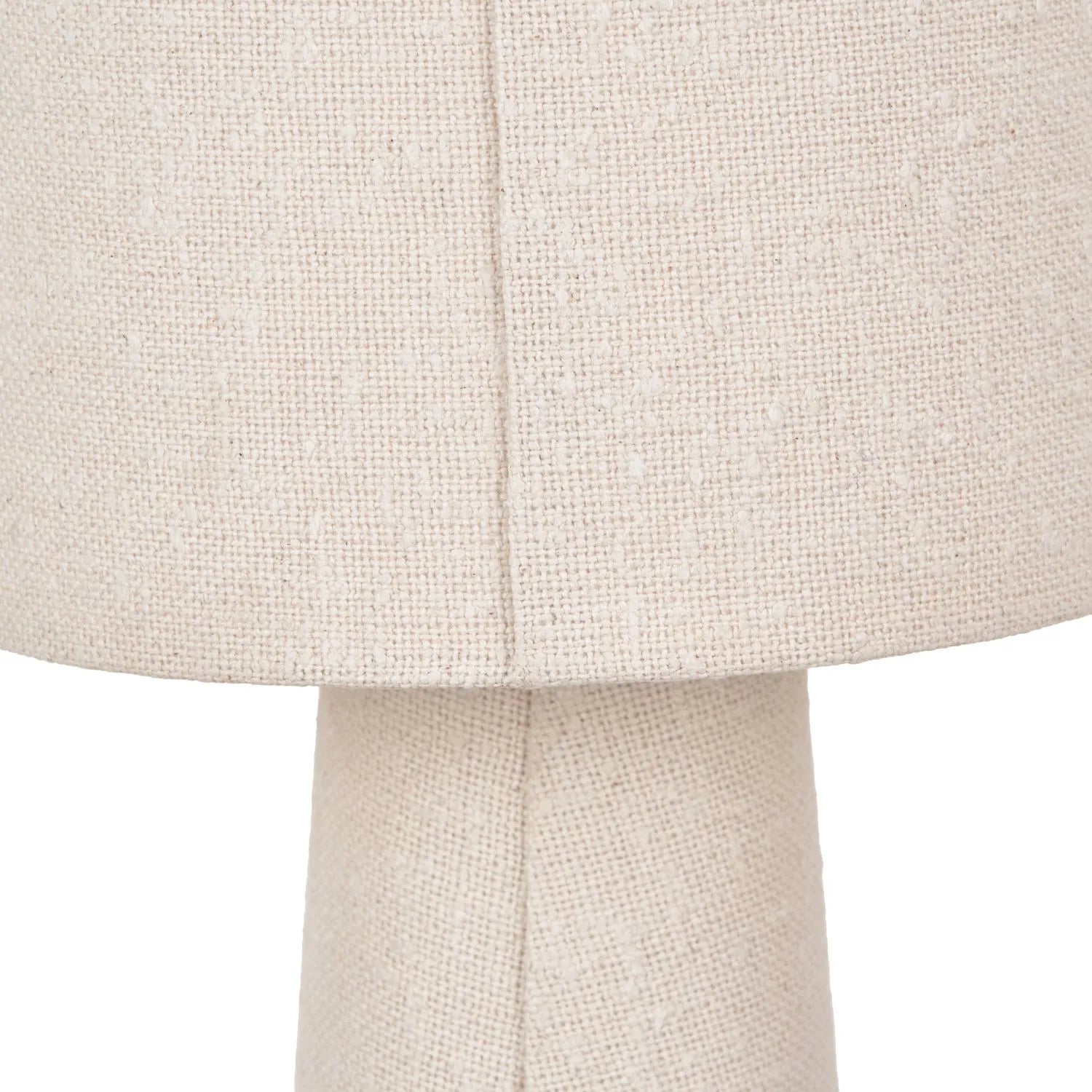 White Slubby Handloom Fabric Table Lamp with Tapered Column Base & Textured Tall Drum Shade 92x22x22cm | Click Style