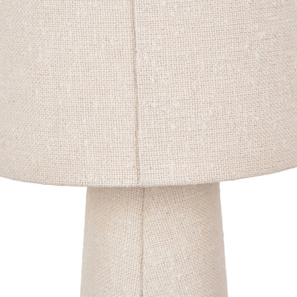 White Slubby Handloom Fabric Table Lamp with Tapered Column Base & Textured Tall Drum Shade 92x22x22cm | Click Style