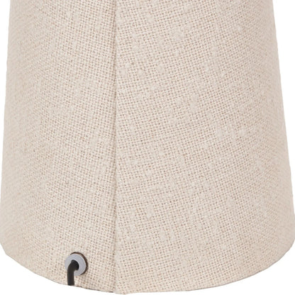 White Slubby Handloom Fabric Table Lamp with Tapered Column Base & Textured Tall Drum Shade 92x22x22cm | Click Style