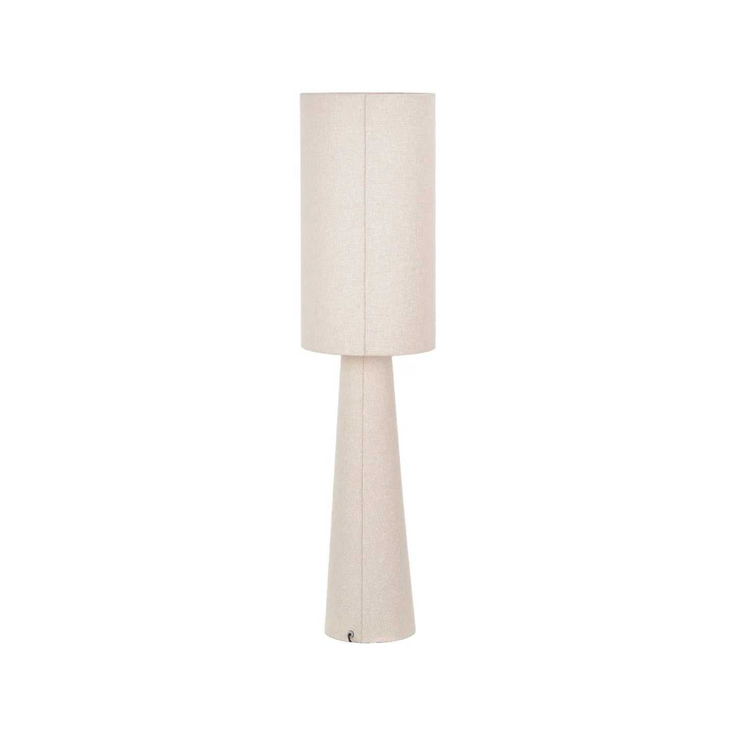White Slubby Handloom Fabric Table Lamp with Tapered Column Base & Textured Tall Drum Shade 92x22x22cm | Click Style