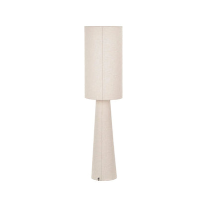 White Slubby Handloom Fabric Table Lamp with Tapered Column Base & Textured Tall Drum Shade 92x22x22cm | Click Style