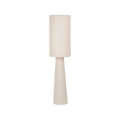 White Slubby Handloom Fabric Table Lamp with Tapered Column Base & Textured Tall Drum Shade 92x22x22cm | Click Style