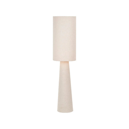 White Slubby Handloom Fabric Table Lamp with Tapered Column Base & Textured Tall Drum Shade 92x22x22cm | Click Style