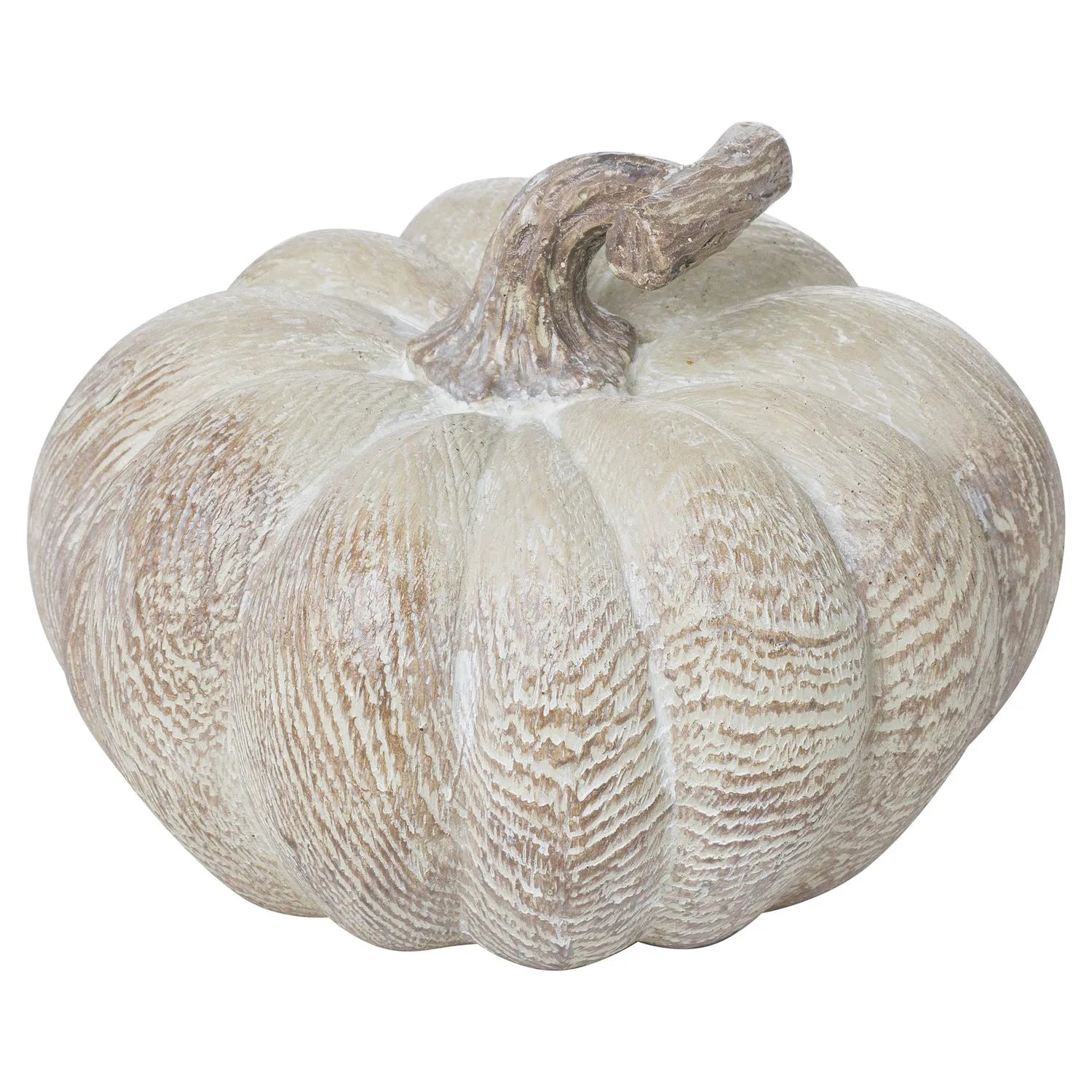 Whitewashed Twisted Squat Pumpkin Autumn Ornament - Click Style