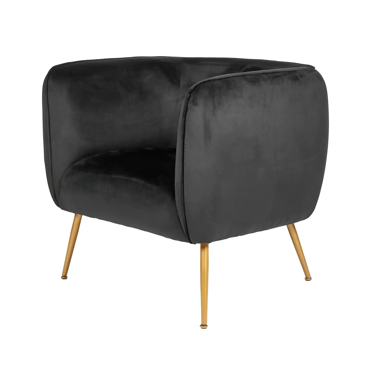 Aalya Black Velvet Armchair with Gold/Black Metal Legs – Click Style