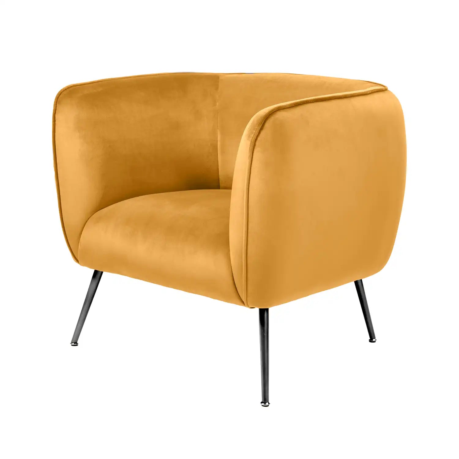 Aalya Gold Velvet Armchair with Gold/Black Metal Legs – Click Style