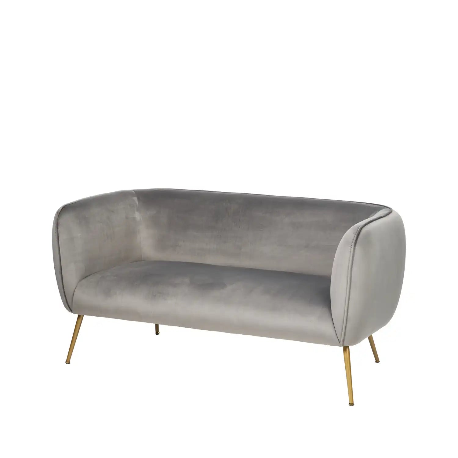 Aalya Grey Velvet 2 Seater Sofa with Gold/Black Metal Legs – Click Style