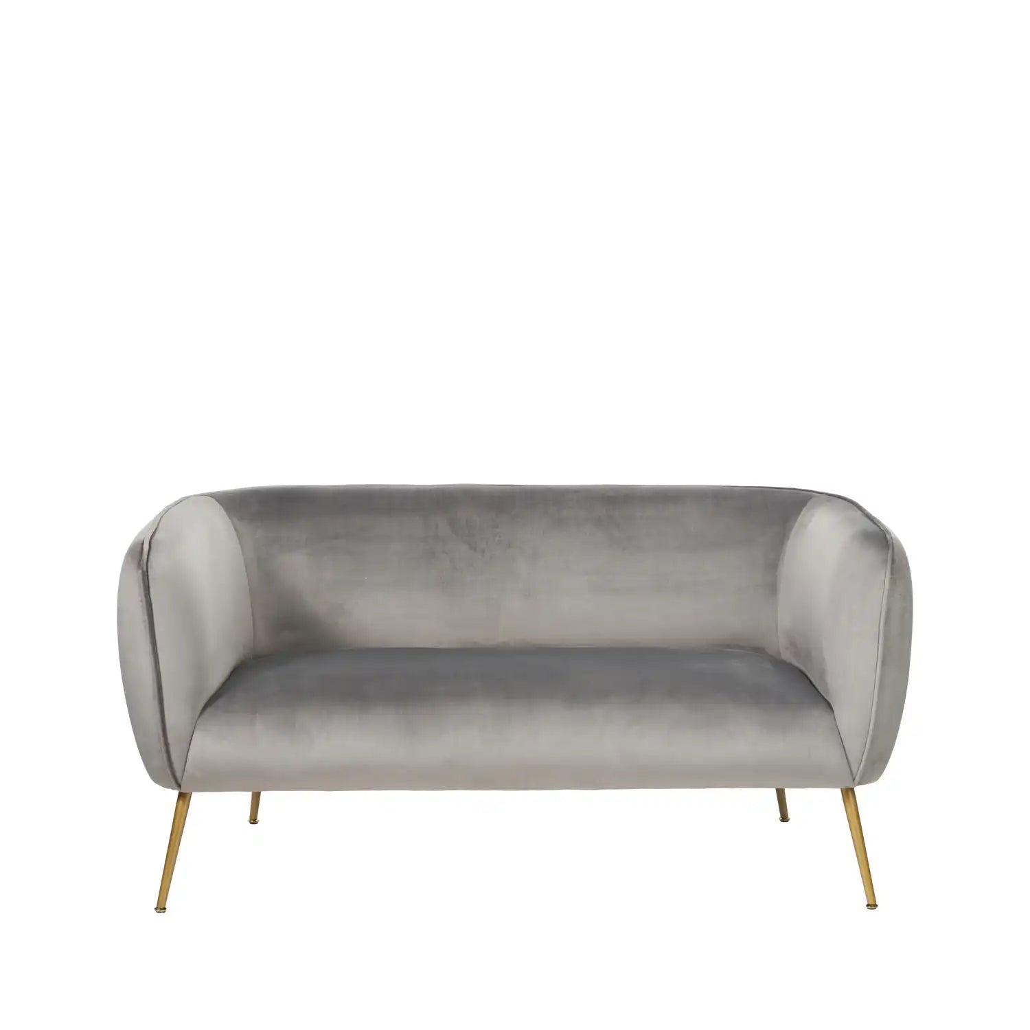 Aalya Grey Velvet 2 Seater Sofa with Gold/Black Metal Legs – Click Style