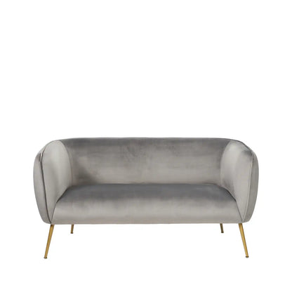 Aalya Grey Velvet 2 Seater Sofa with Gold/Black Metal Legs – Click Style