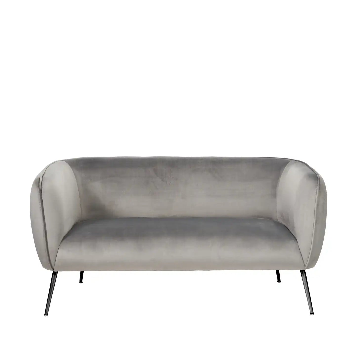 Aalya Grey Velvet 2 Seater Sofa with Gold/Black Metal Legs – Click Style