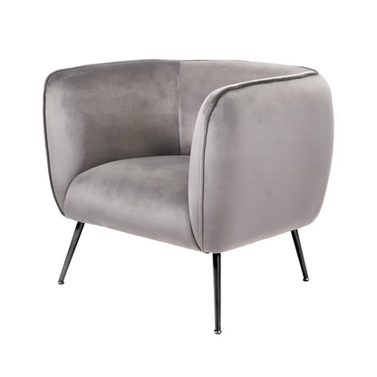 Aalya Grey Velvet Armchair with Gold/Black Metal Legs – Click Style