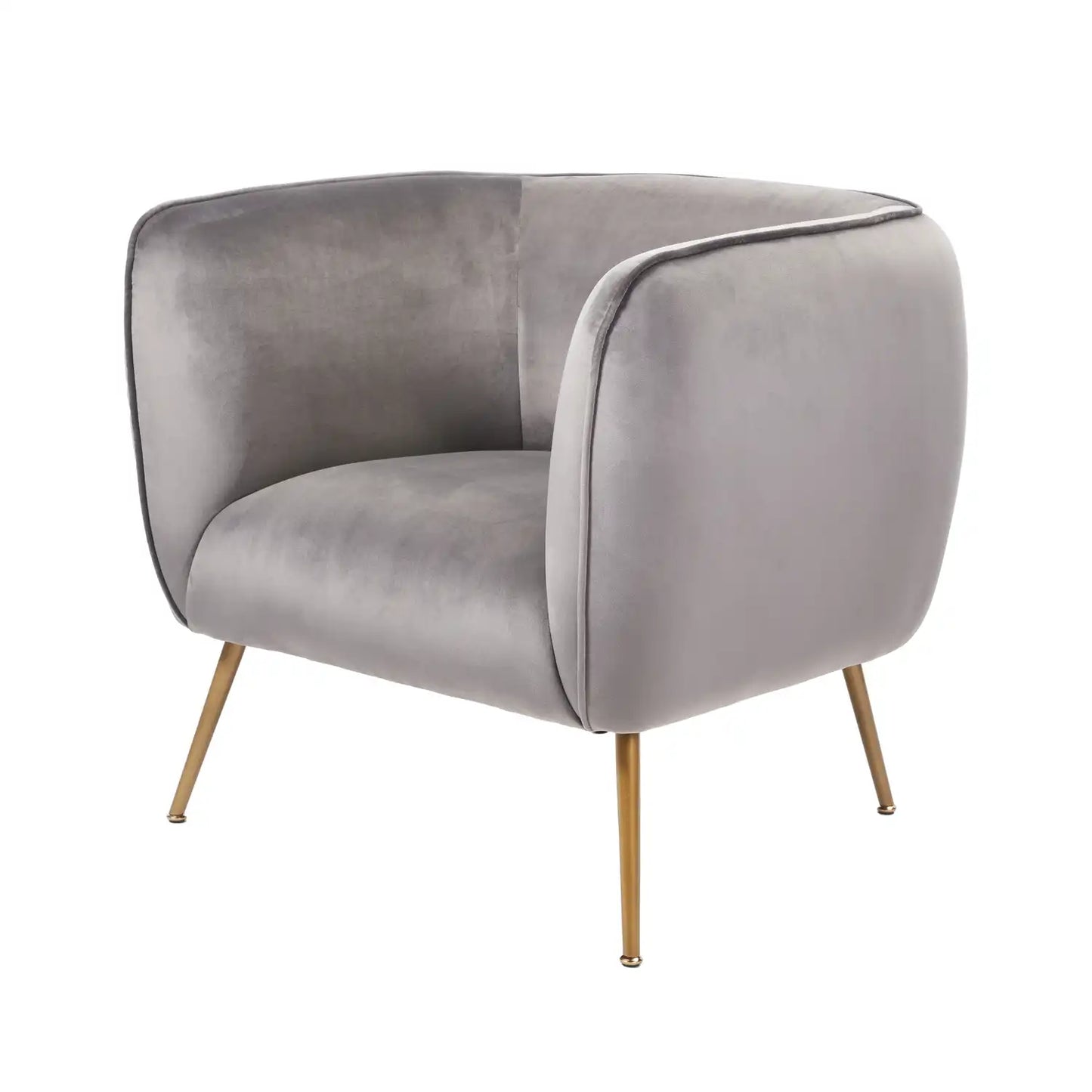 Aalya Grey Velvet Armchair with Gold/Black Metal Legs – Click Style