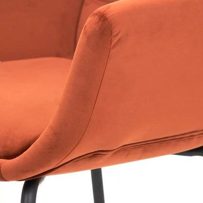 Amas Burnt Orange Velvet Carver Dining Chair with Black Metal Legs – Click Style