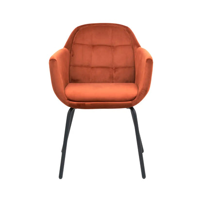 Amas Burnt Orange Velvet Carver Dining Chair with Black Metal Legs – Click Style