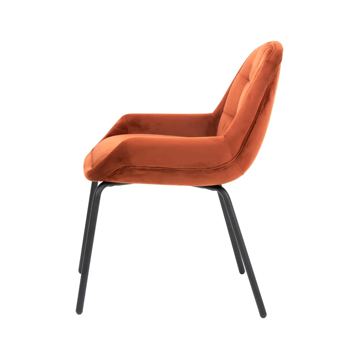 Amas Burnt Orange Velvet Dining Chair with Black Metal Legs – Click Style