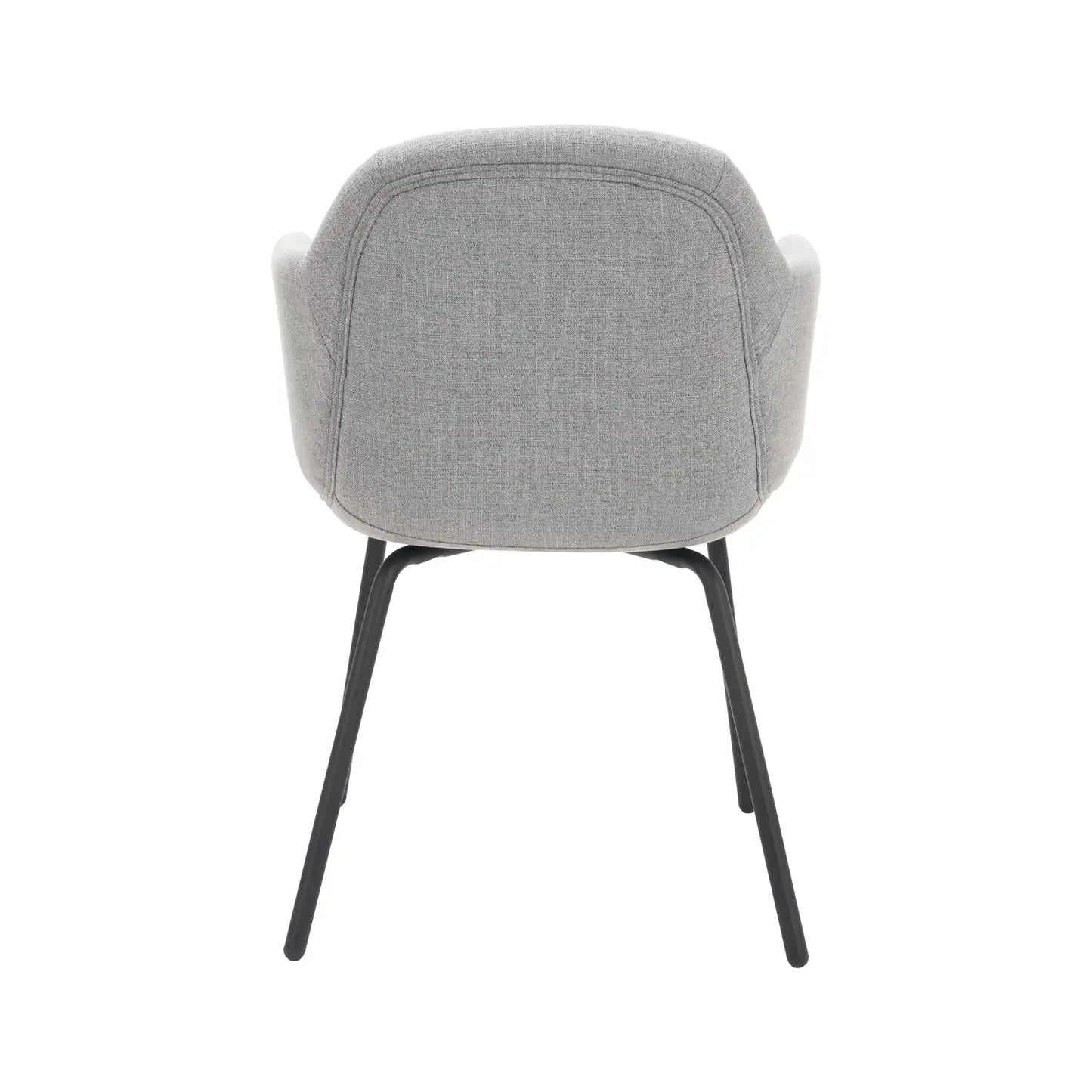 Amas Grey Linen Mix Fabric Carver Dining Chair with Black Metal Legs – Click Style