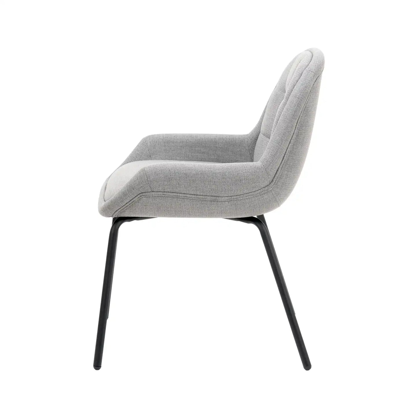 Amas Grey Linen Mix Fabric Dining Chair with Black Metal Legs – Click Style