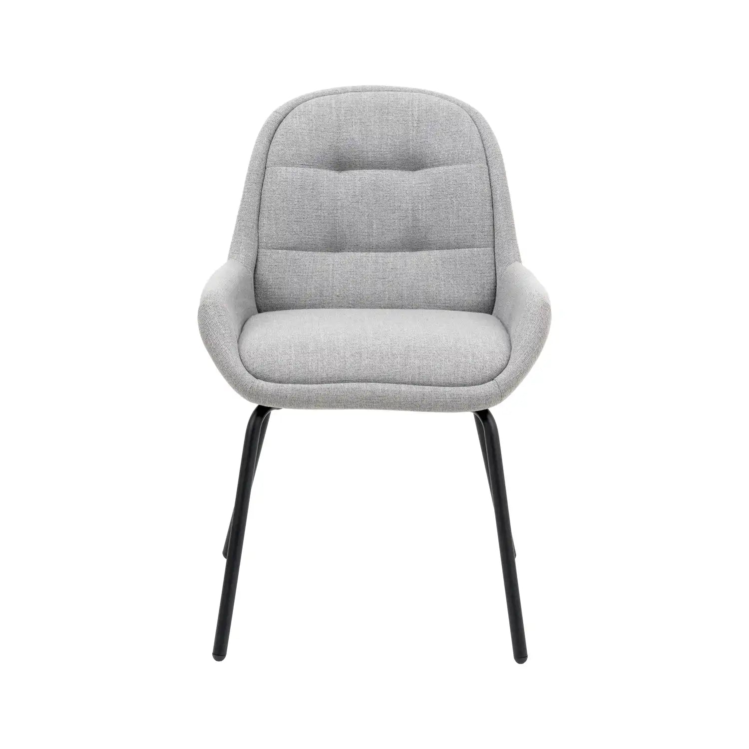 Amas Grey Linen Mix Fabric Dining Chair with Black Metal Legs – Click Style