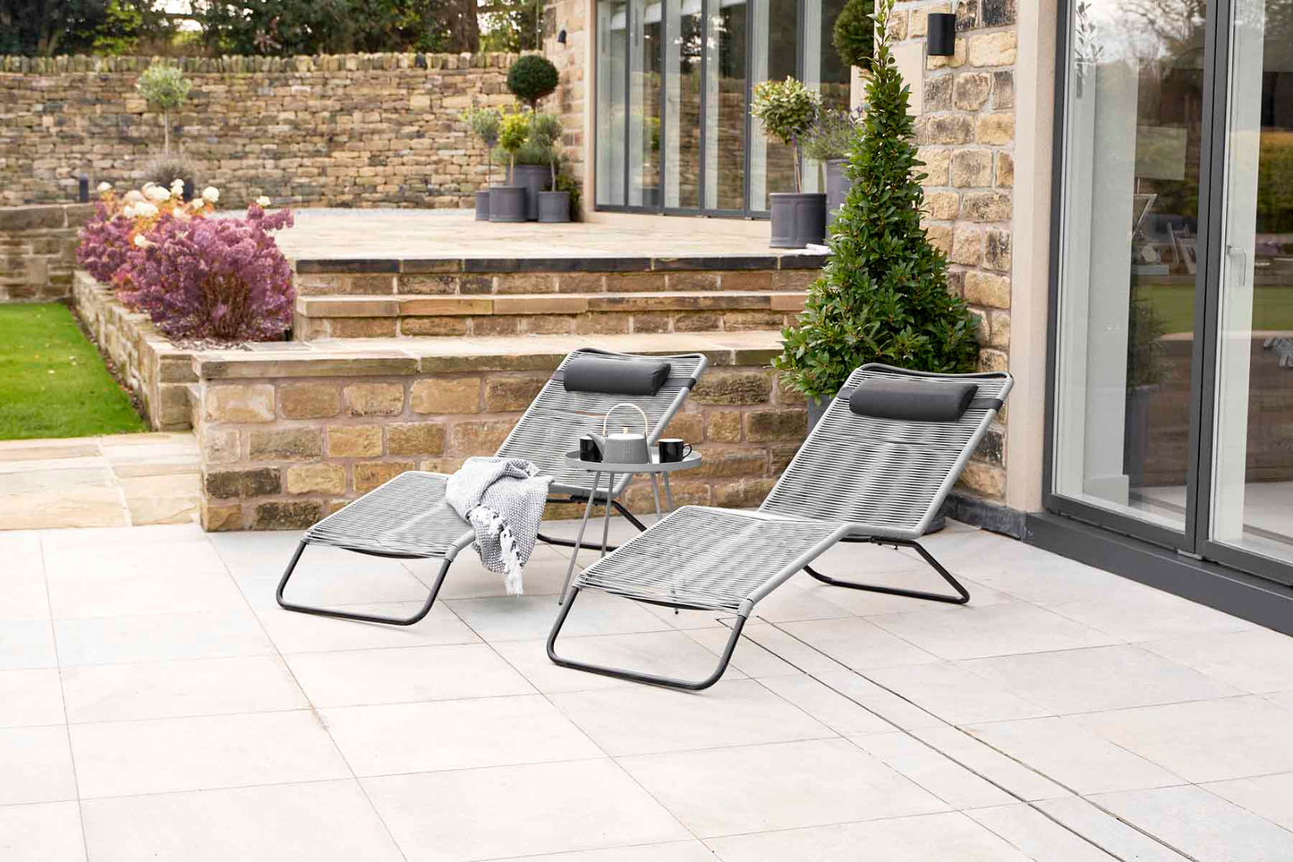 Antigua Grey String Sun Loungers Set of Two – Click Style