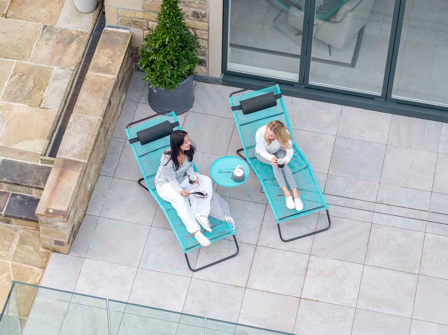 Antigua Turquoise String Sun Loungers Set of Two – Click Style