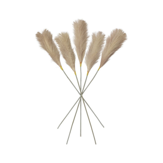 Artificial Blush Feather Pampas Grass Bunch of 5 Stems– Click Style