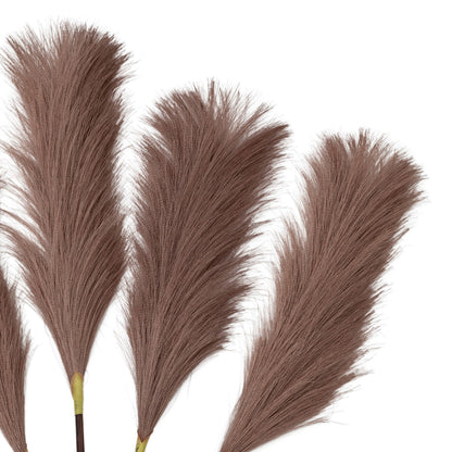 Artificial Dark Blush Feather Pampas Grass Bunch of 5 Stems– Click Style