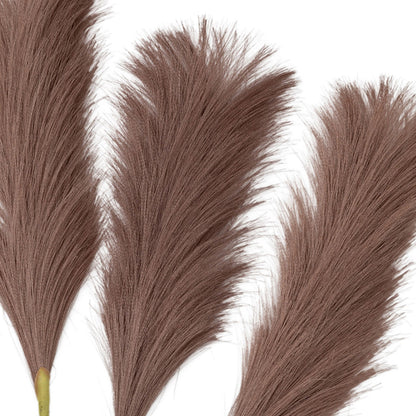 Artificial Dark Blush Feather Pampas Grass Bunch of 5 Stems– Click Style