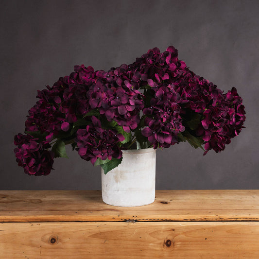 Artificial Deep Purple Multi-Bloom Hydrangea Stem – Click Style