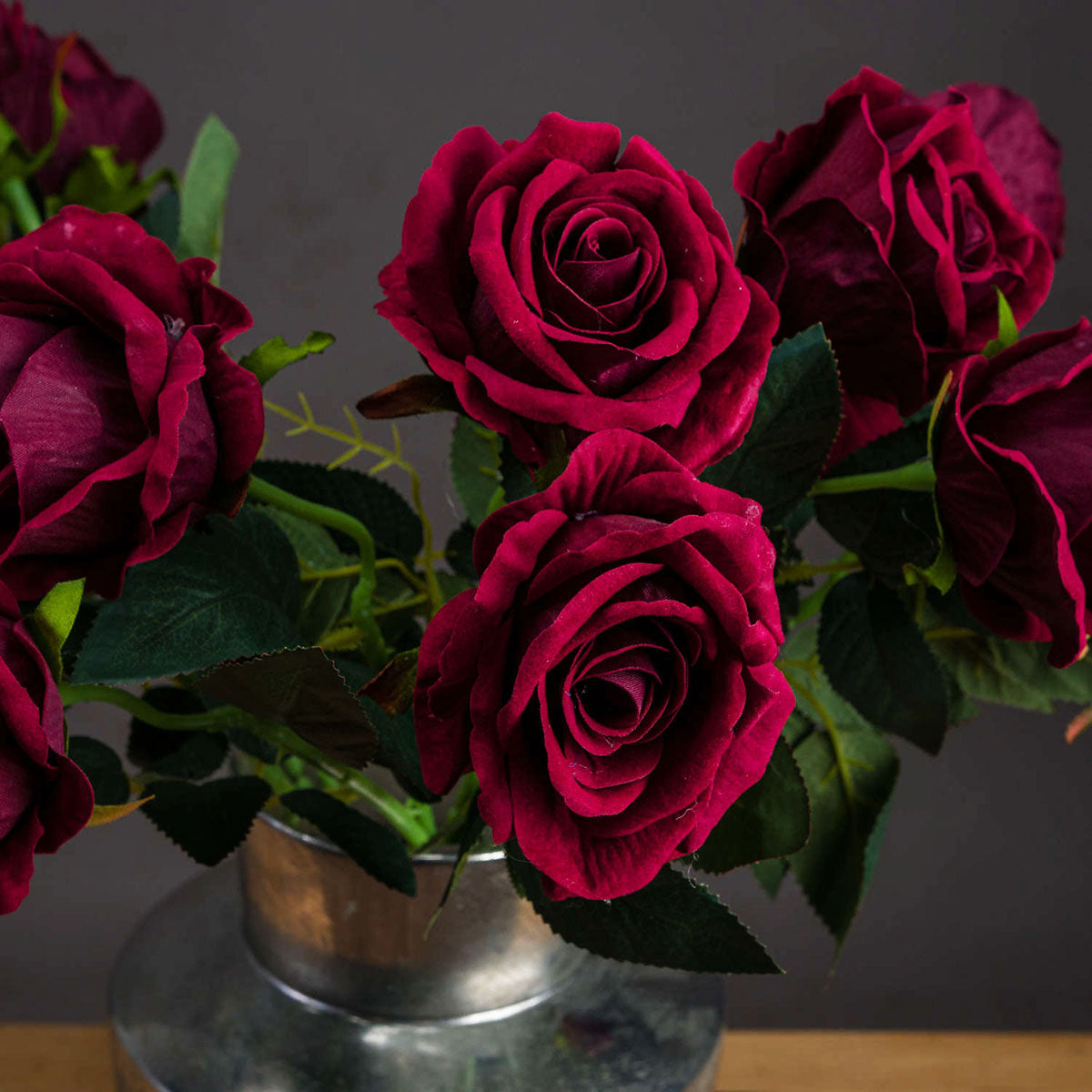 Artificial Deep Red Rose Stem Realistic Faux Flowers Click Style Artificial deep red rose stem realistic faux flowers click style