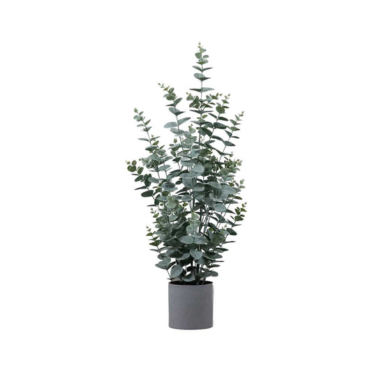 Artificial Large Green Eucalyptus Bush in Grey Pot 92x40cm– Click Style