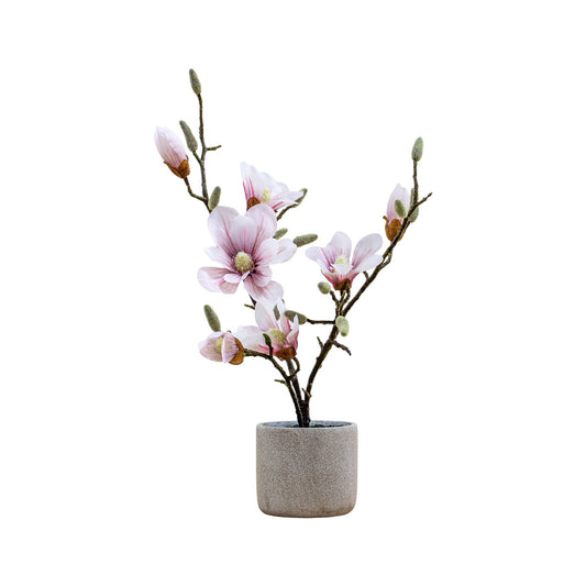 Artificial Light Pink Magnolia in Ceramic Pot 60x36cm – Click Style